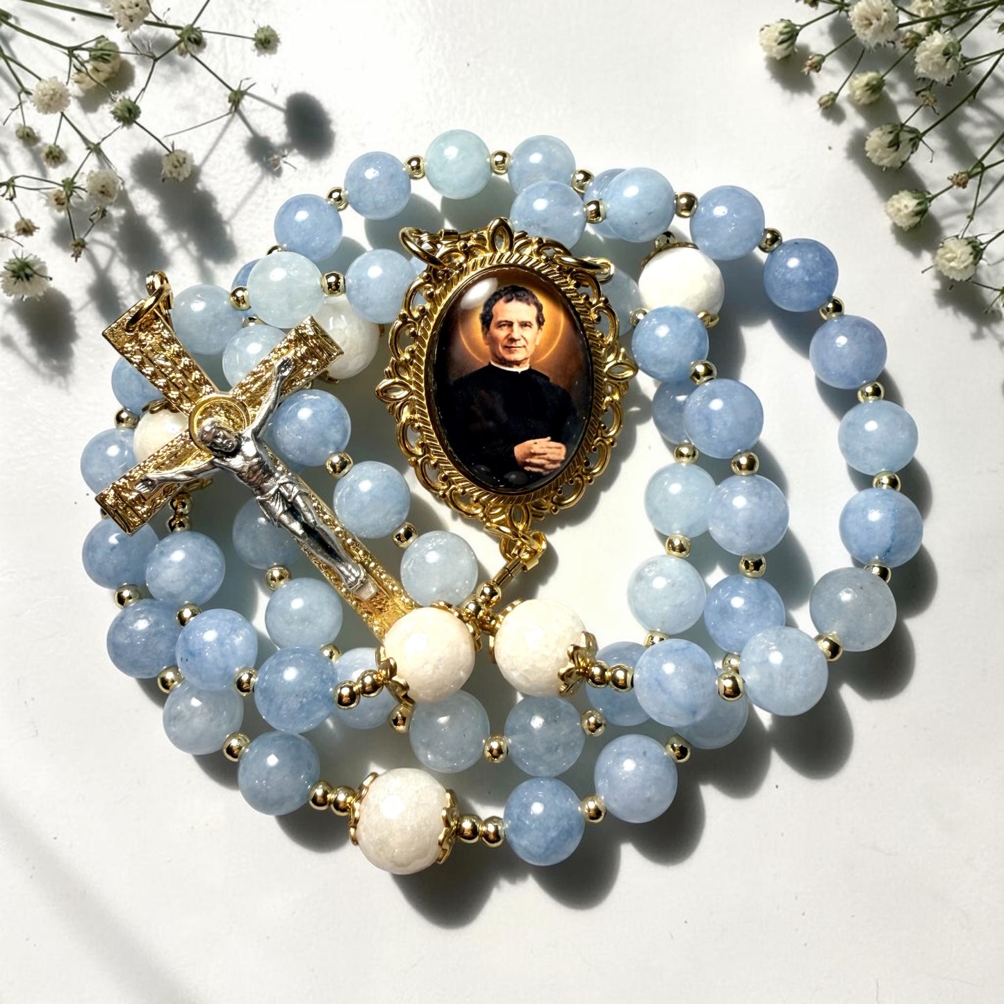 Saint Don Bosco Rosary - gold plated