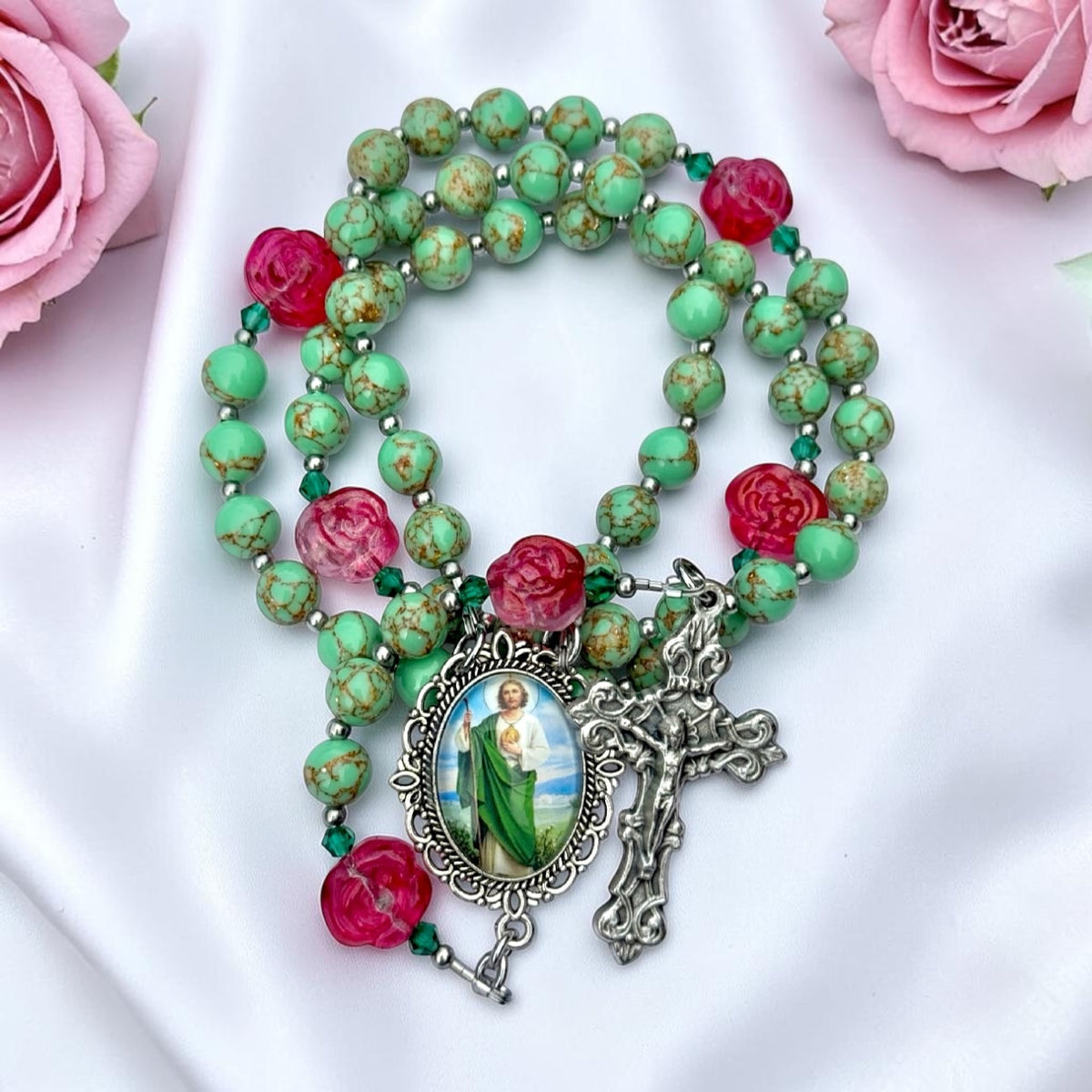 Green Saint Jude Rosary ๐น๐
