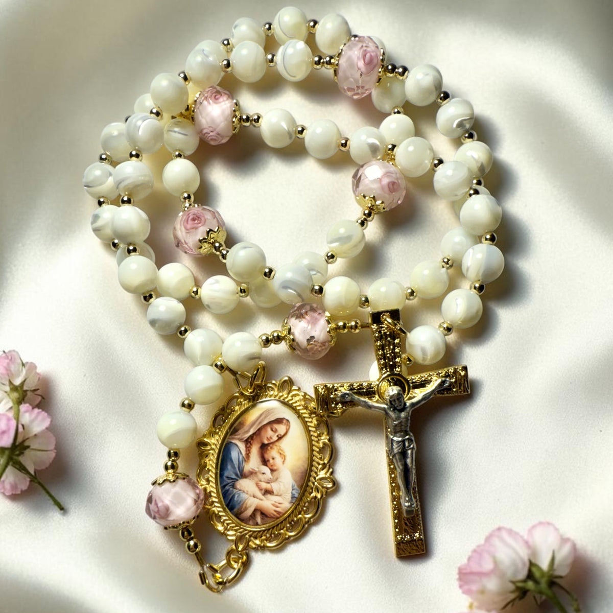 Madonna and Child Pearl Rosary