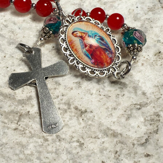 Our Lady of Guadalupe red rosary