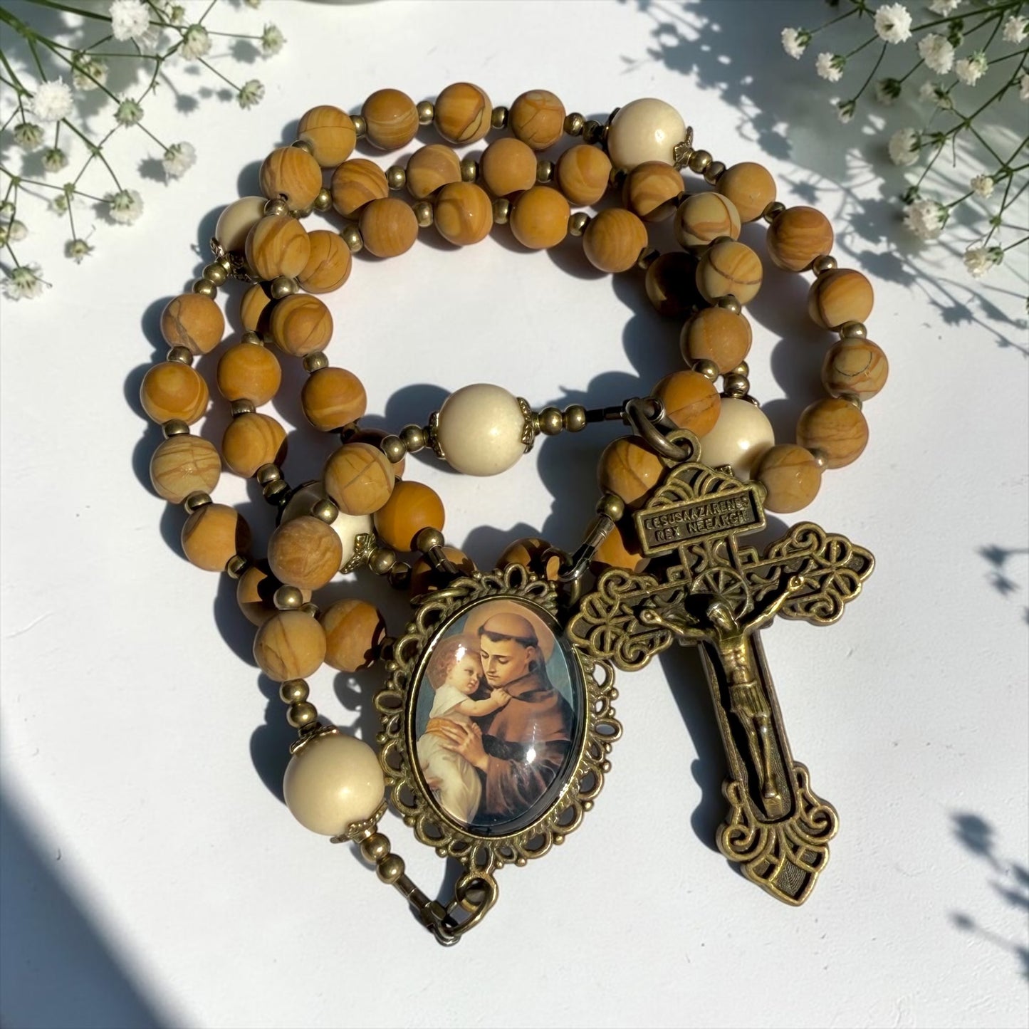 Saint Anthony rosary ~ Jasper stone beads
