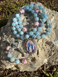 Miraculous Medal Rosary- aquamarine