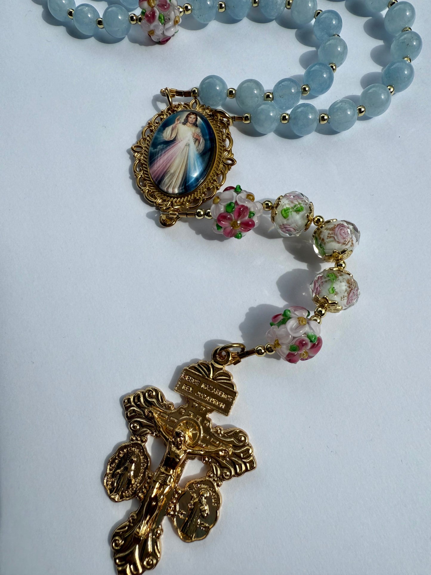 Divine Mercy in Bloom Rosary 🩵 🌸
