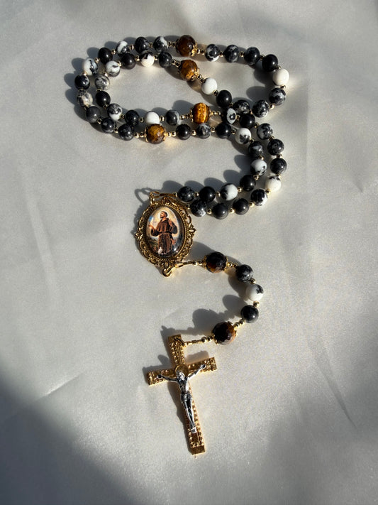 Saint Francis Zebra stone rosary