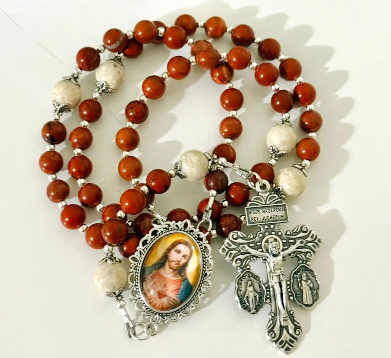 Sacred Heart Rosary Jasper Stone