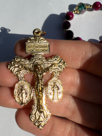 Beautiful Sacred Heart of Jesus ~ magenta tiger eye