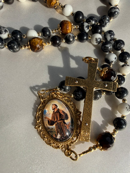 Saint Francis Zebra stone rosary