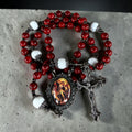Saint Michael Rosary - dark red quartz