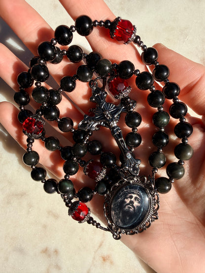 Crown of Thorns Rosary 🥀~ rainbow obsidian beads