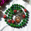 Saint Therese of Lisieux rosary- green shell