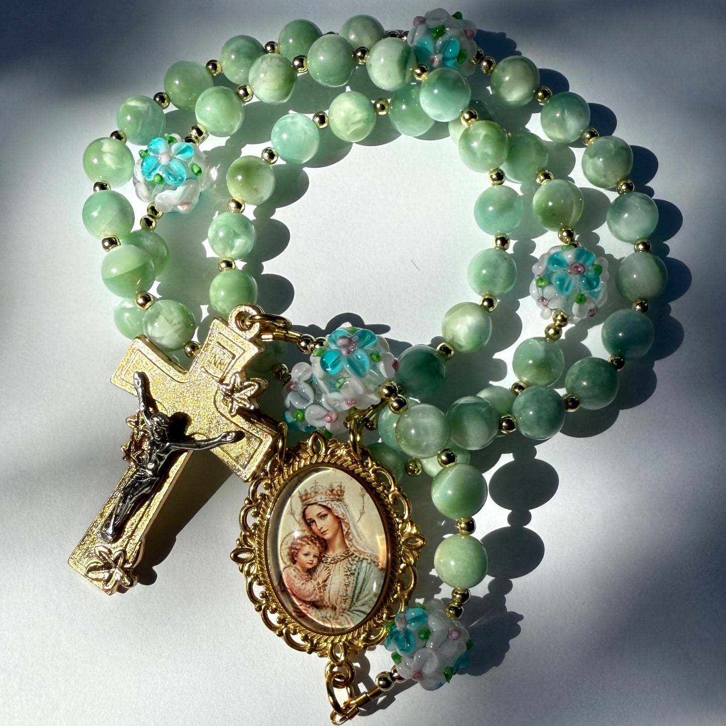 AAA Celadon Moonstone Rosary
