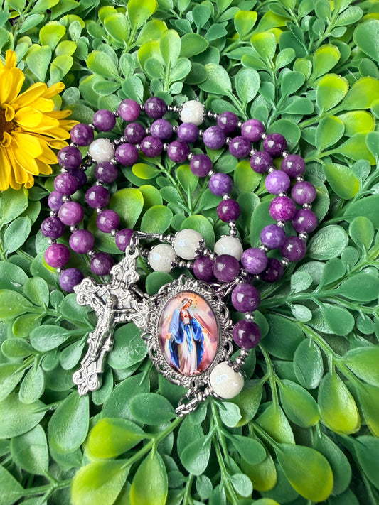 Our Lady of Grace purple rosary