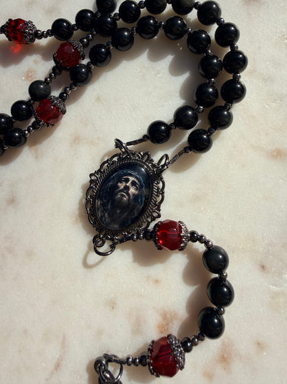 Crown of Thorns Rosary 🥀~ rainbow obsidian beads
