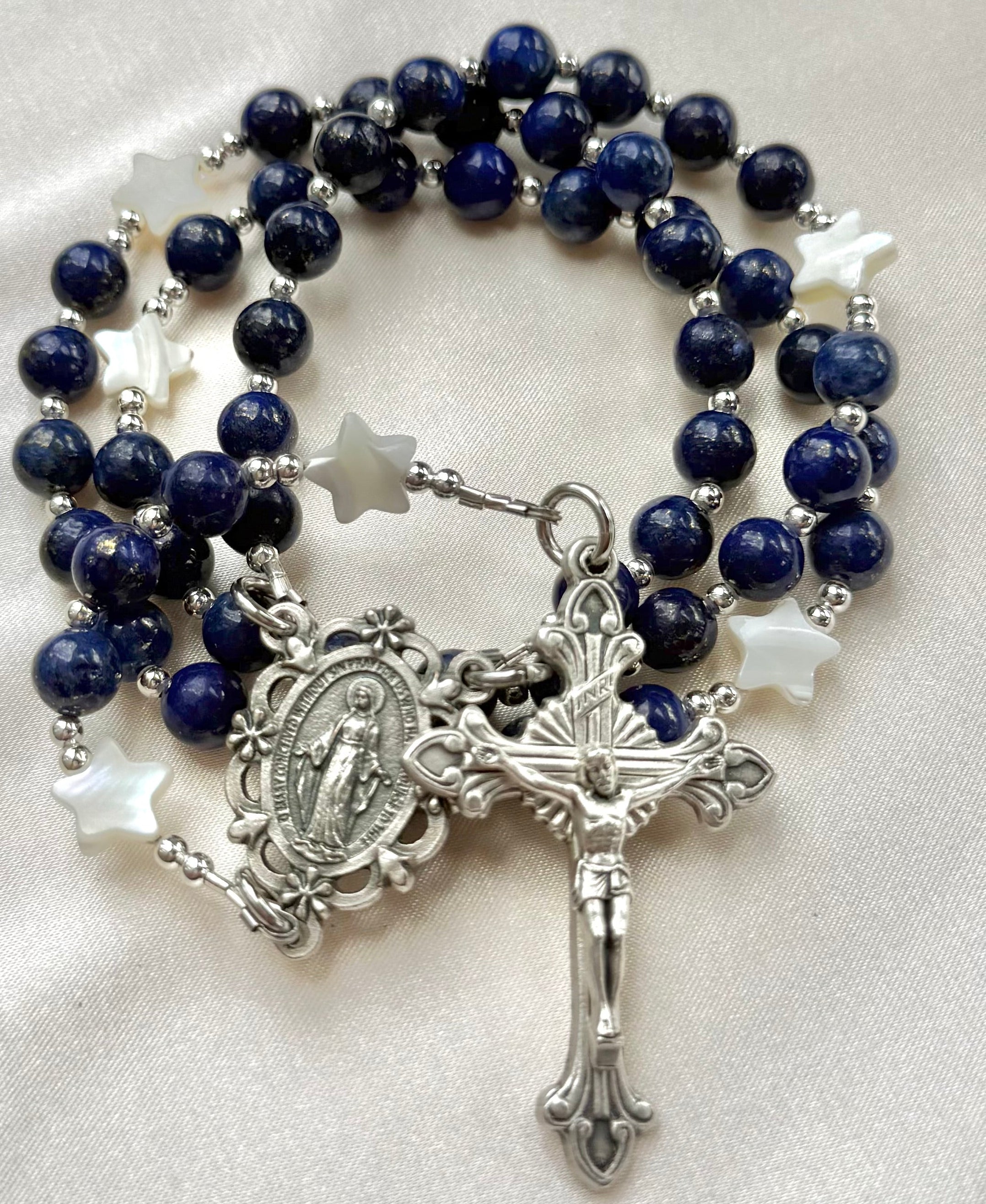 Lapis Lazuli Miraculous Medal Rosary