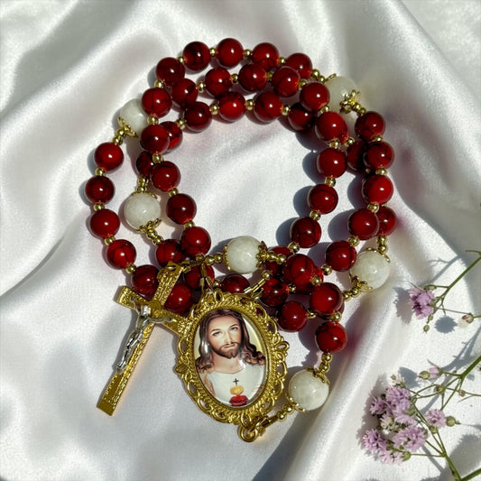 1~❤️‍🔥 Red Sacred Heart of Jesus Rosary