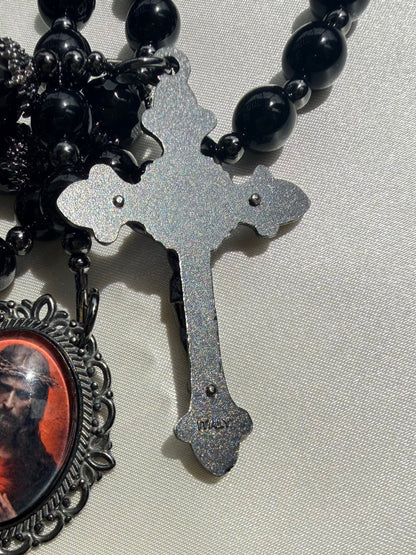 Black onyx Sacred Heart rosary 📿