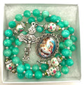 Green quartz Holy Family rosary