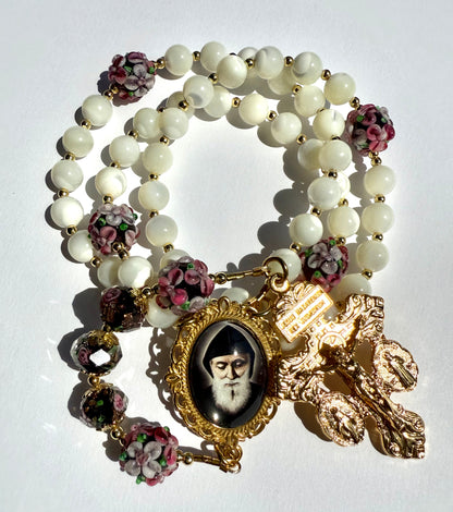 Saint Charbel Mother of Pearl Rosary