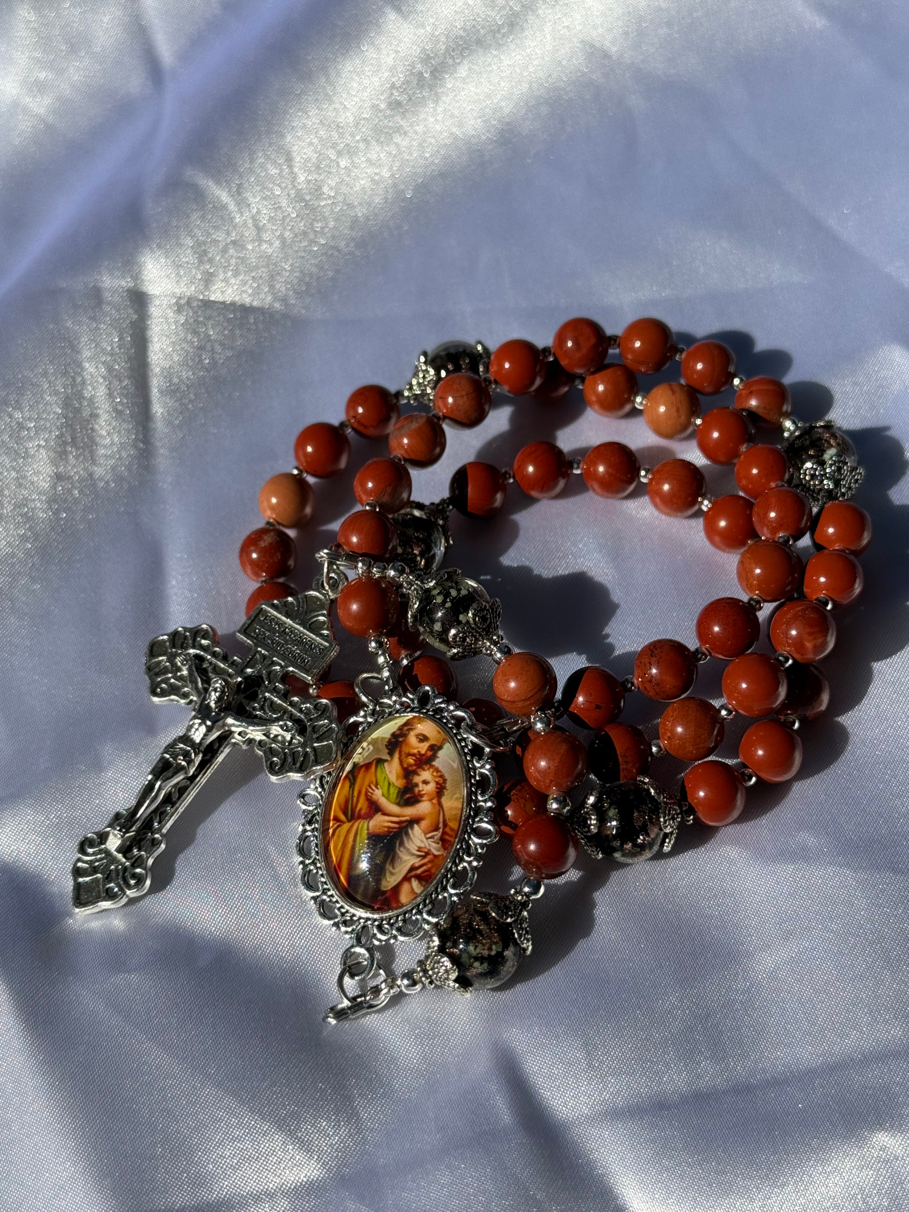 Saint Joseph Red Jasper Rosary