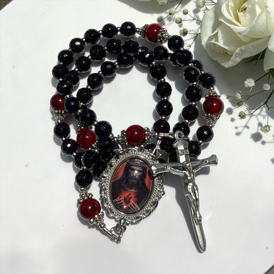 2~❤️‍🔥Black Sacred Heart of Jesus Rosary