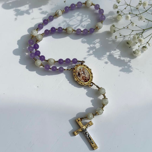 Saint Michael Chaplet ~ Mother of Pearl and Jade beads