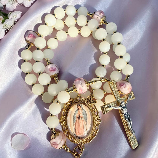 Dreamy Our Lady of Guadalupe rosary ☁️🌸✨