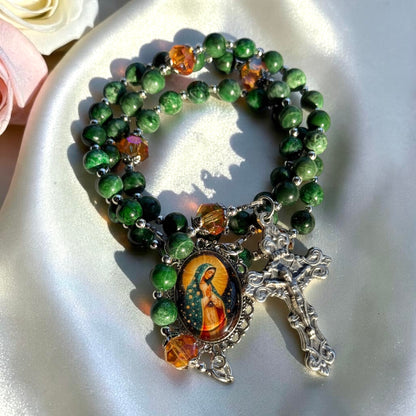 Green Our Lady of Guadalupe rosary 🧡🍃