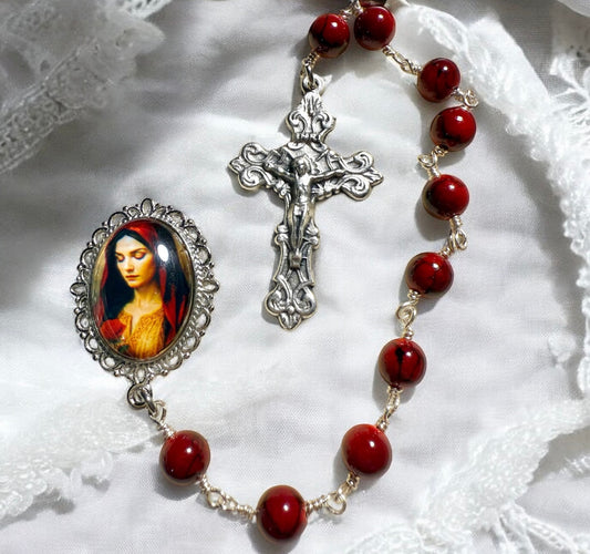 Blooming Mary Magdalene Rosary matching chaplet