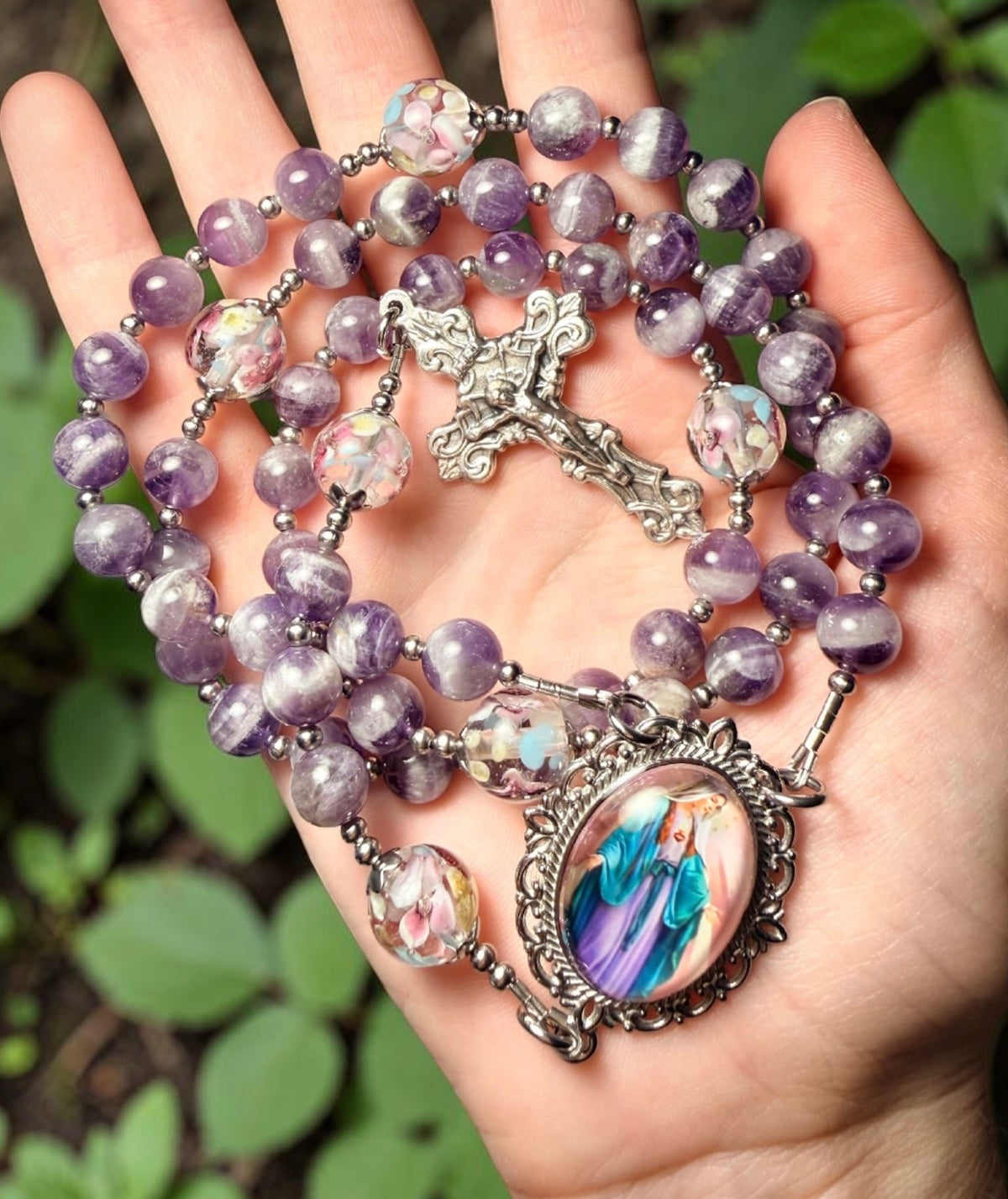 Our Lady of Grace Rosary ~ purple amethyst 💜