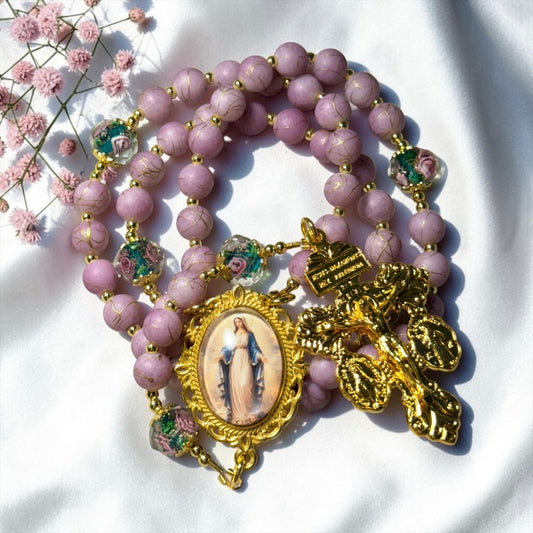 Lilac Mother Mary Rosary
