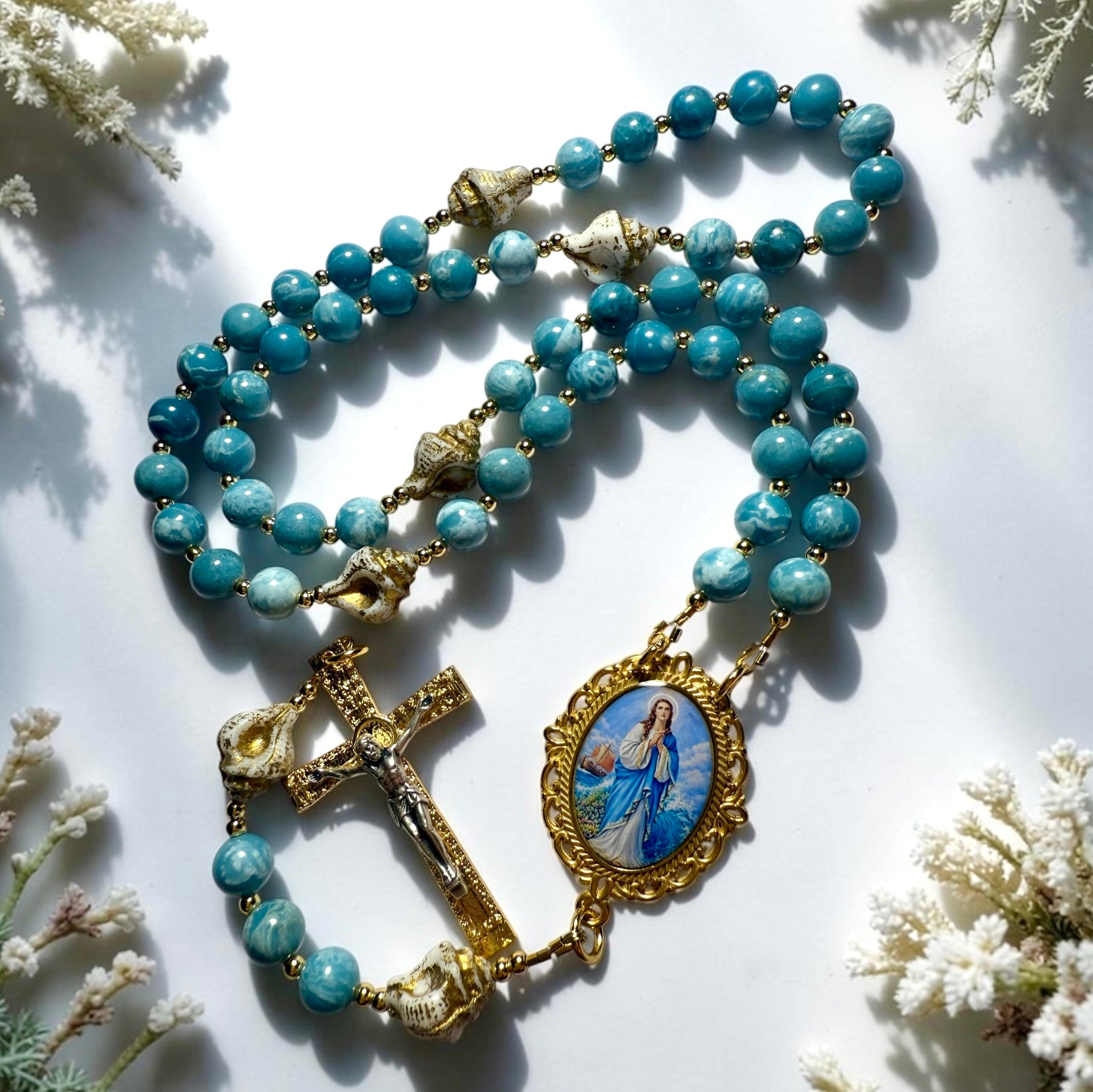 Stella Maris Rosary- Larimar Quartz