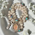 Madonna and Child Rose Quartz Rosary
