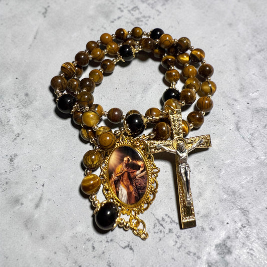 Saint Augustine Rosary - Tiger eye