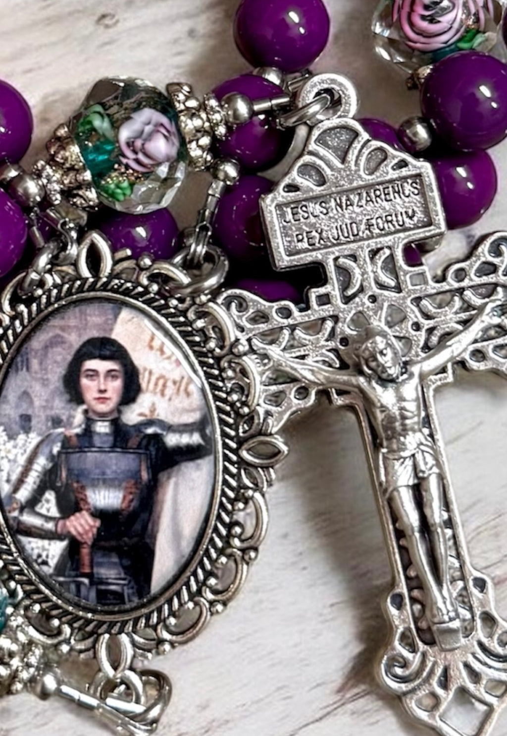 Joan of Arch Rosary - purple