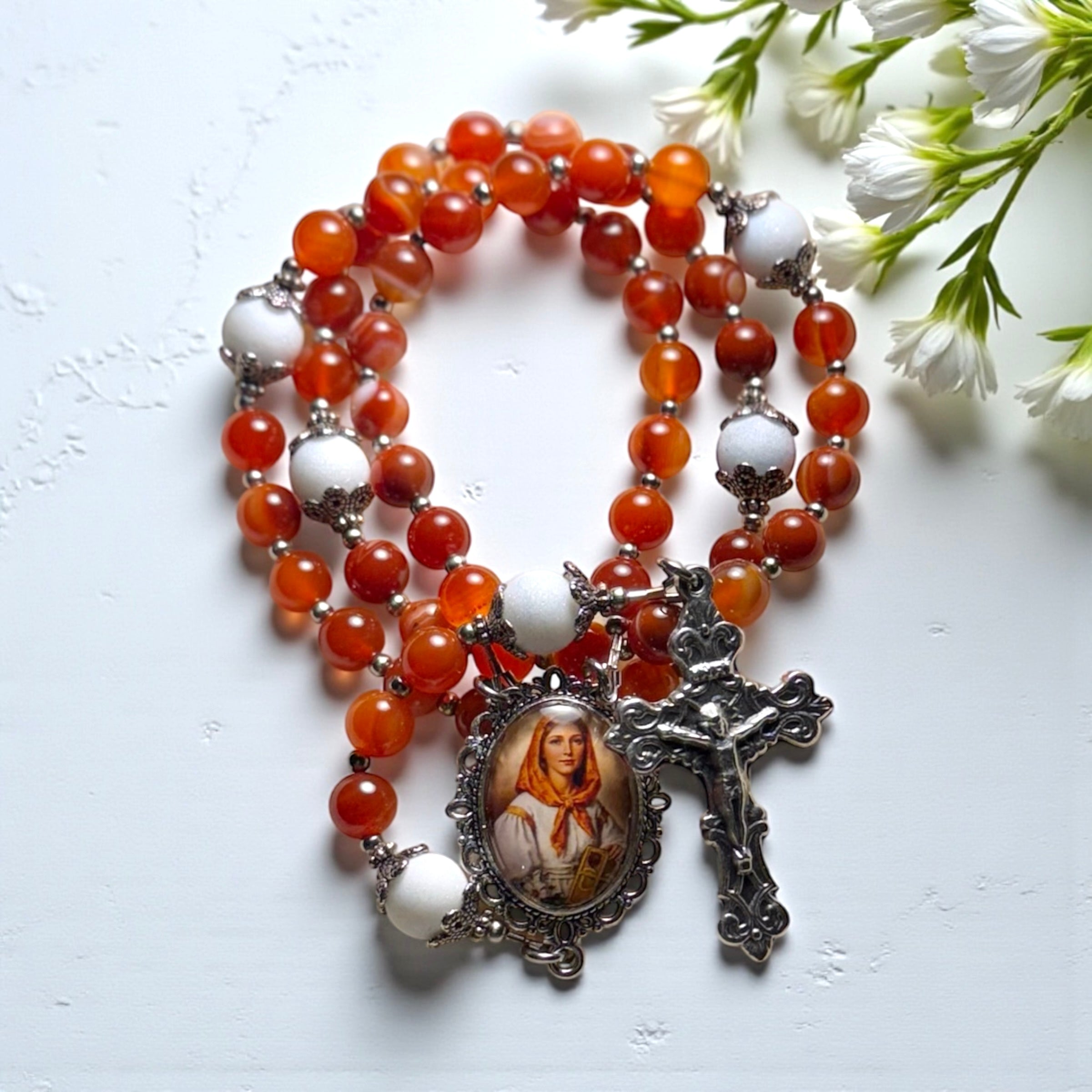 Agate Stone St. Dymphna Rosary