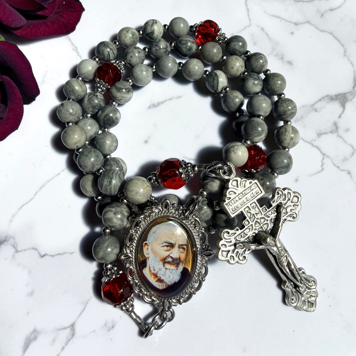 Padre Pio Picasso stone Rosary