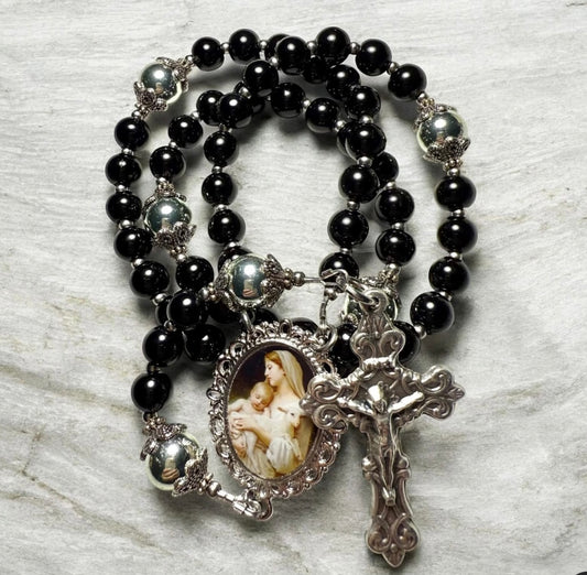 Madonna and Child black rosary
