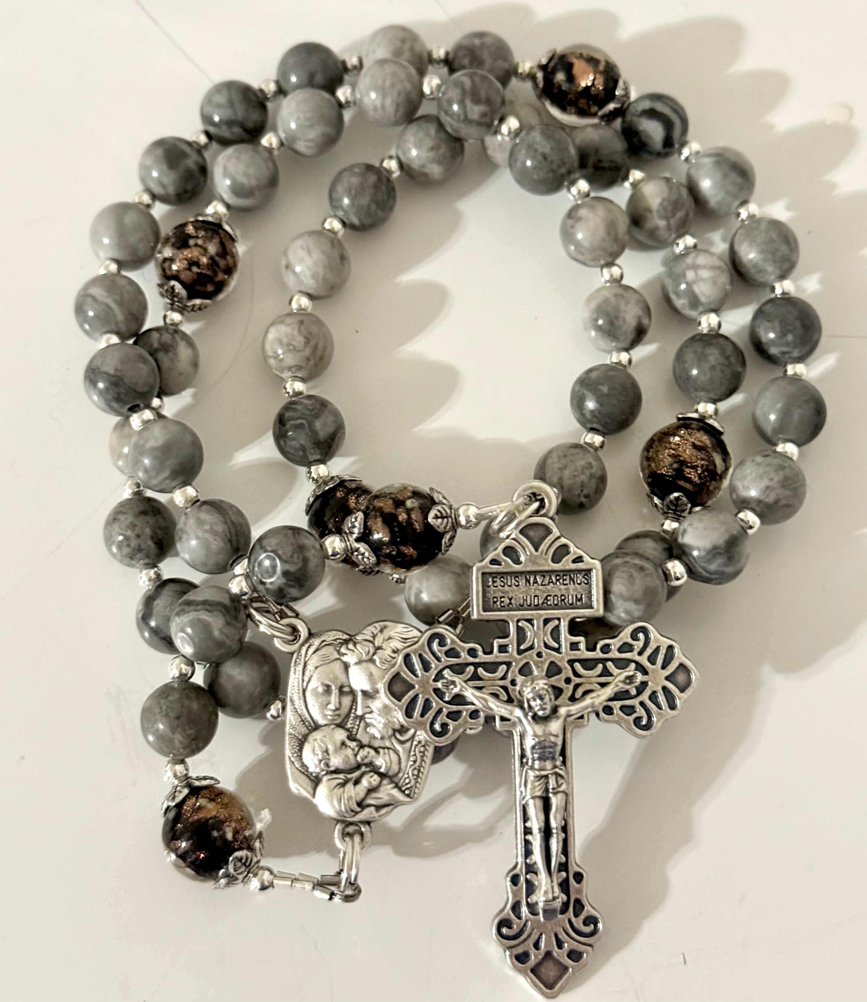 Holy Family Picasso Jasper Stone Rosary