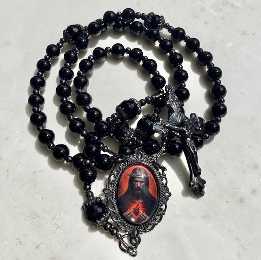 Sacred Heart rosary 📿 | black onyx