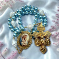 Angelic Madonna and Child blue Pearl rosary