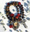 Padre Pio Rosary - Tiger eye beads