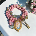 Mary and Jesus Pink marble rosary