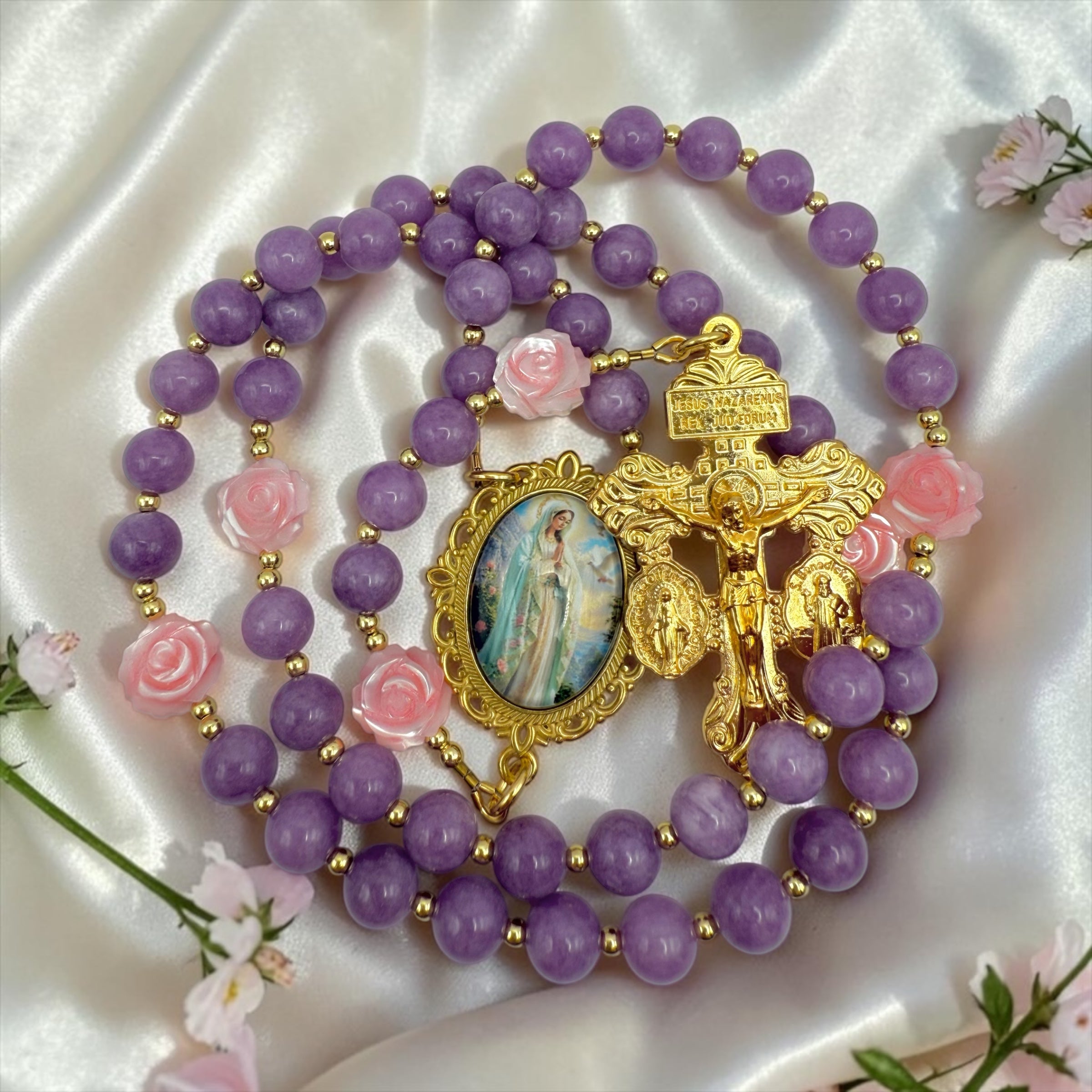 Queen of Heaven purple rosary