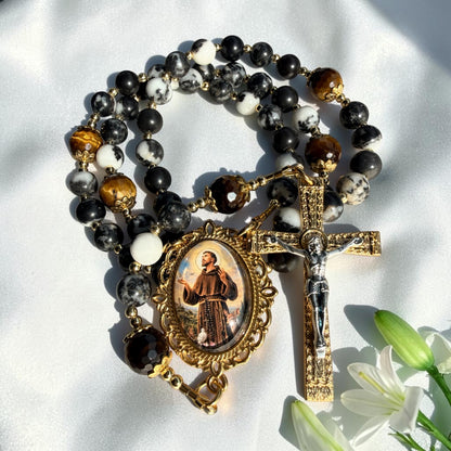 Saint Francis Zebra stone rosary
