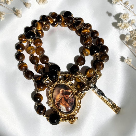 Saint Augustine Rosary - Tiger eye