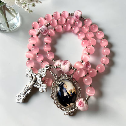 Saint  Hildegard pink rosary