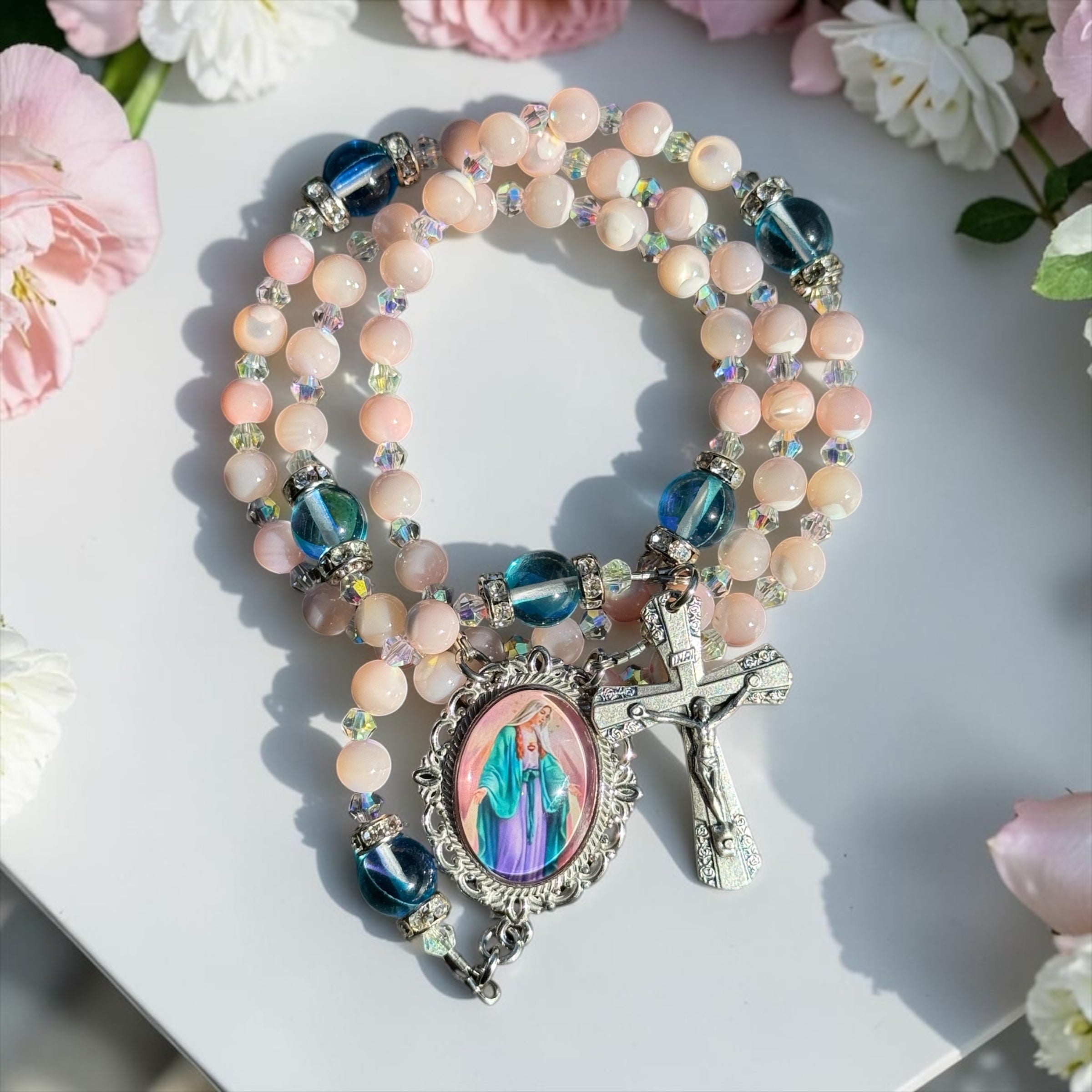 Adorable Mother of Pearl Rosary