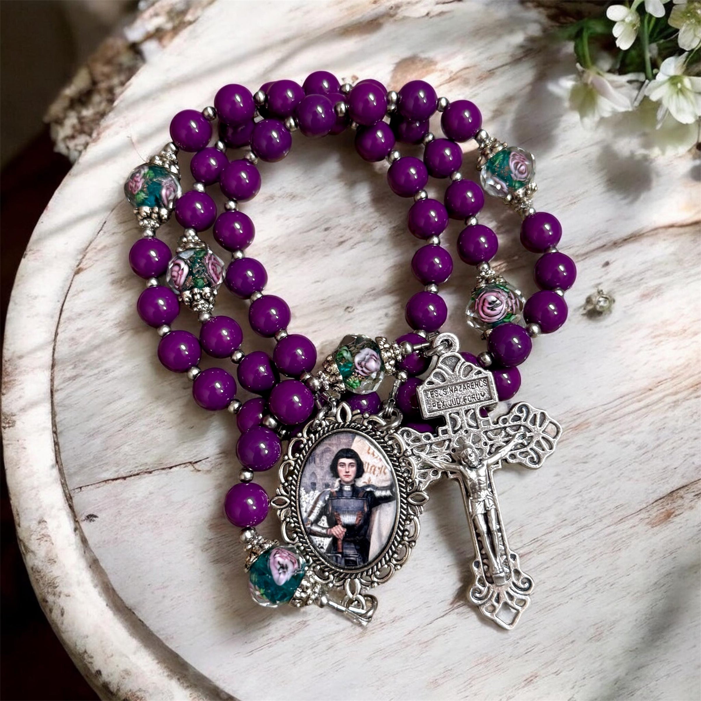 Joan of Arch Rosary - purple