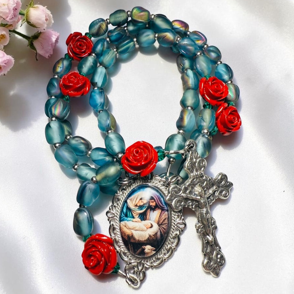 Bethlehem Rose Rosary 🌹 🩵
