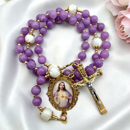 9• Violet Sacred Heart Rosary 🕊️ 💜